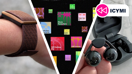ICYMI header image with Sony Buds, Spotify Playlists, and Polar Loop band.